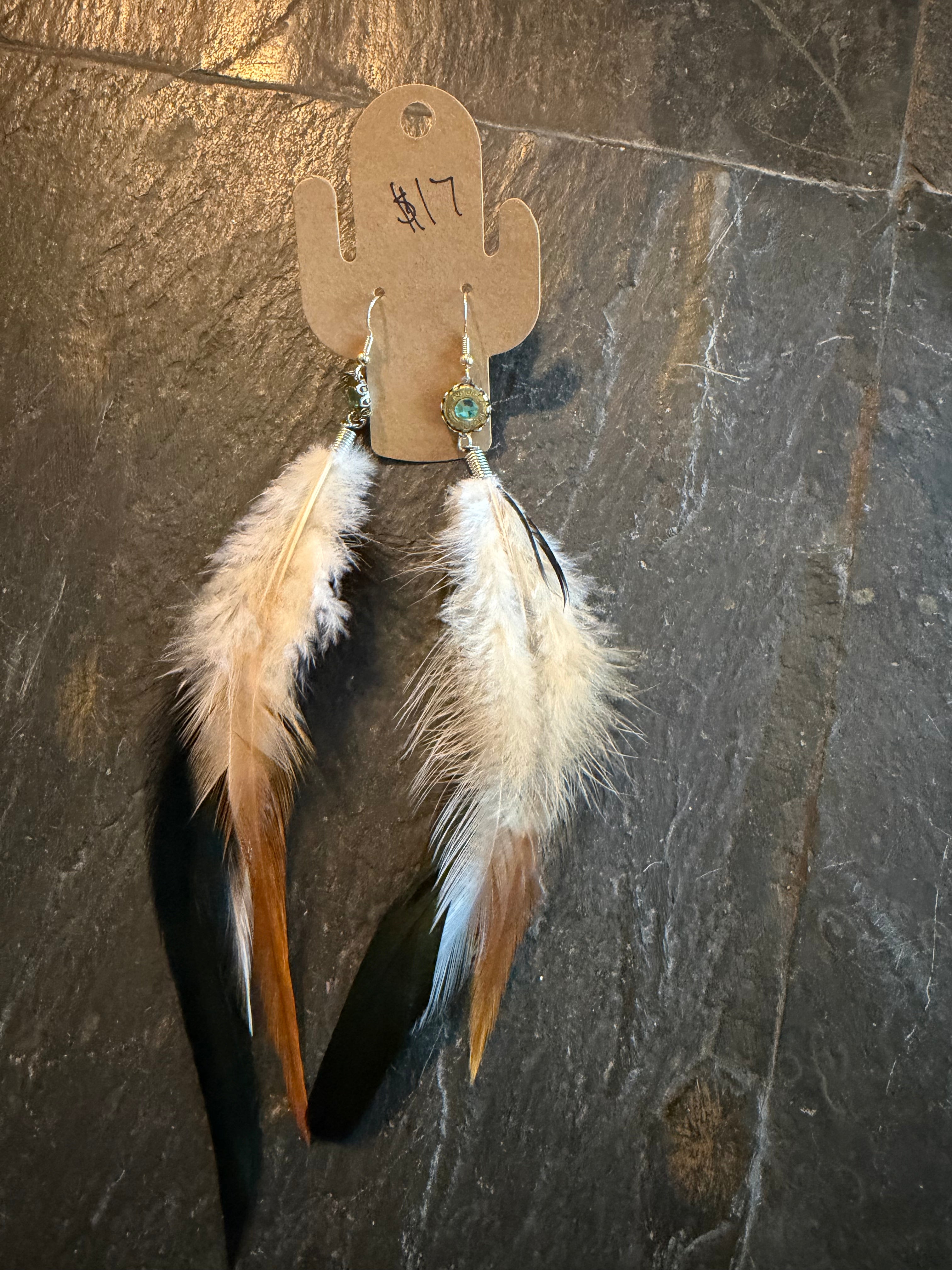 Black and brown feather earrings