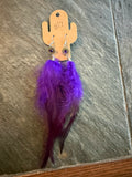 Purple feather earrings