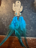 Turquoise feather earrings