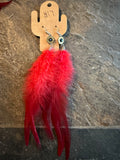 Red feather earrings