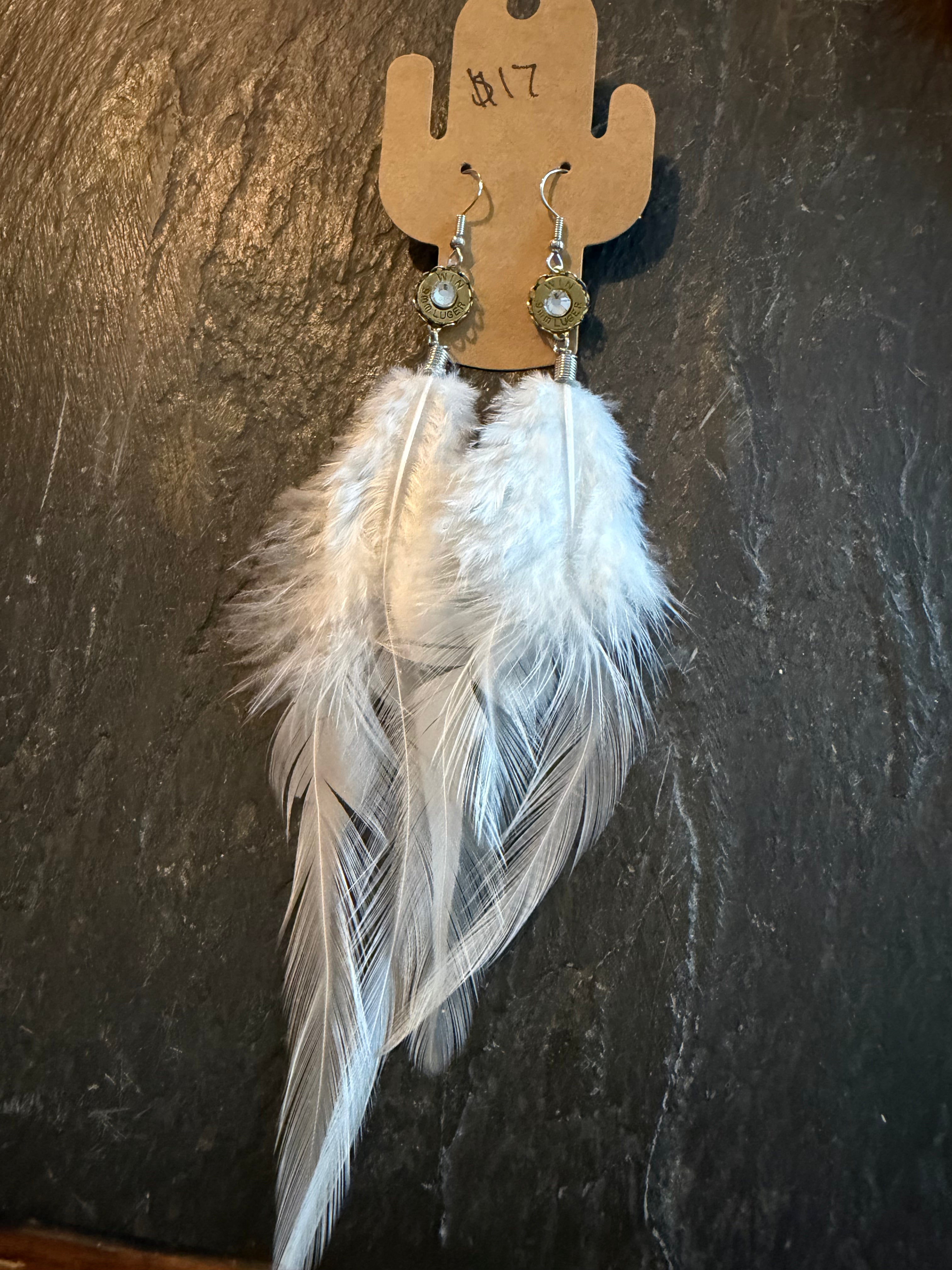 White feather earrings