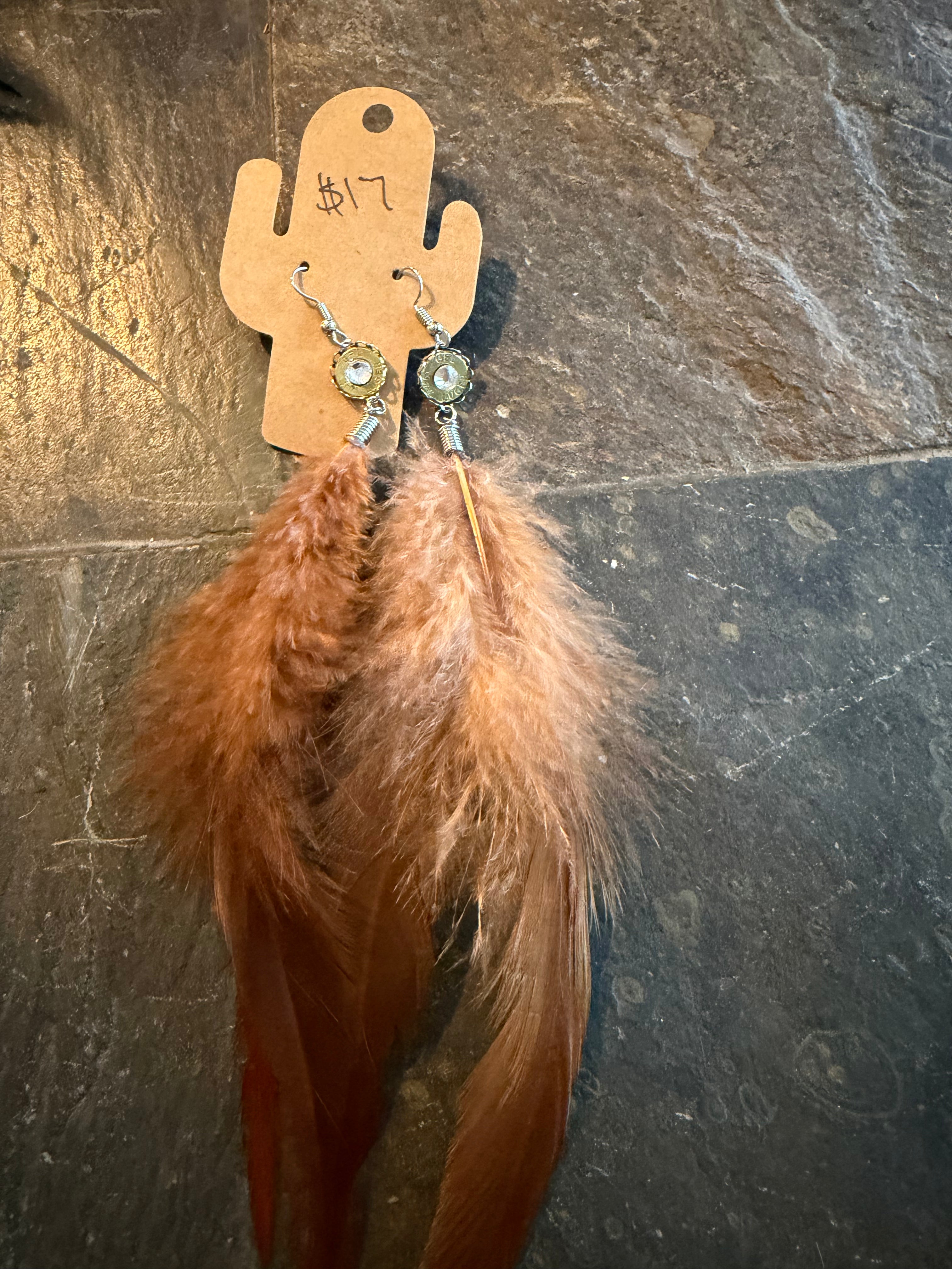 Darker brown feather earrings