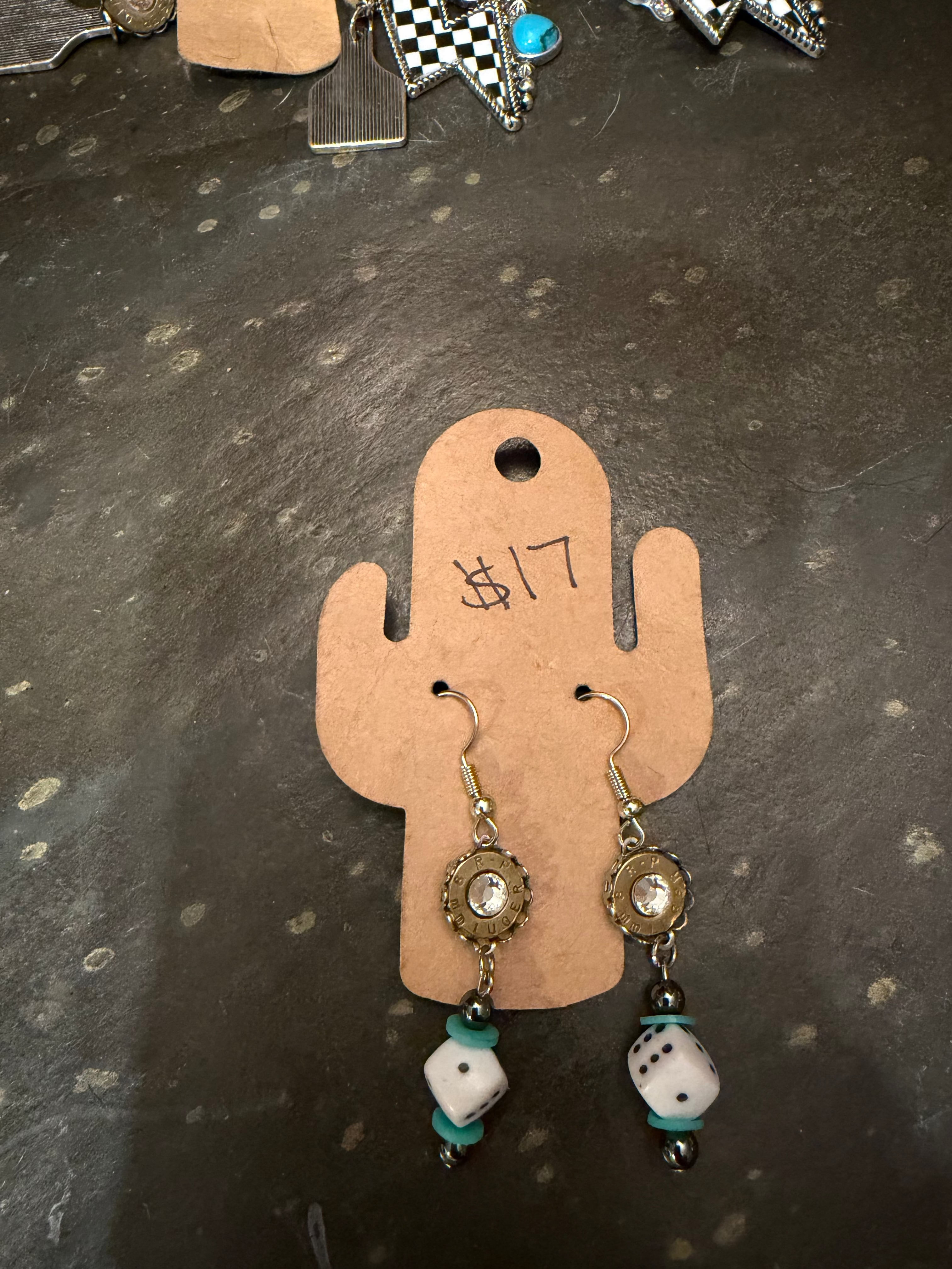 White dice earrings