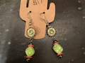 Green dice earrings