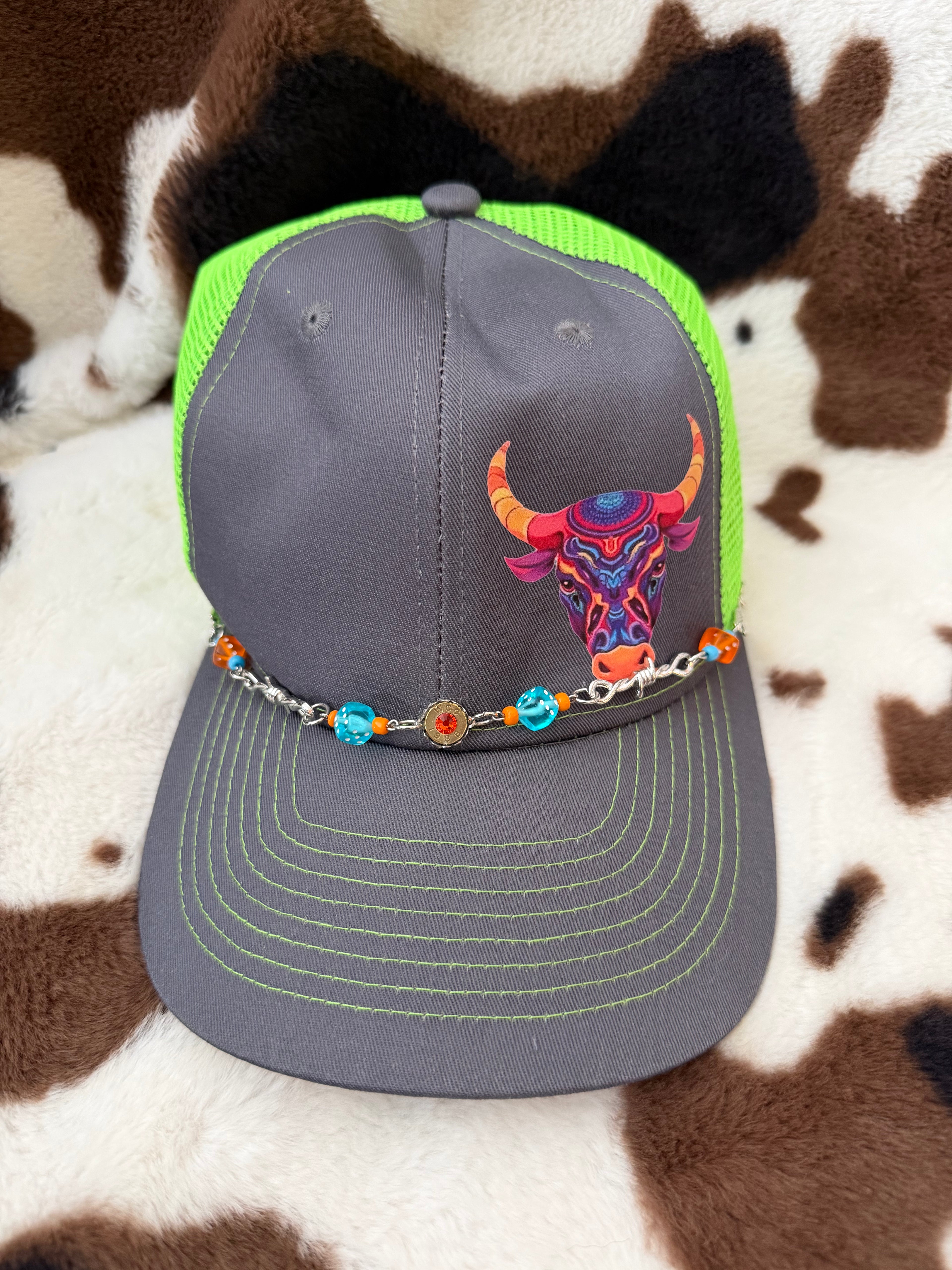 Lime green baseball cap