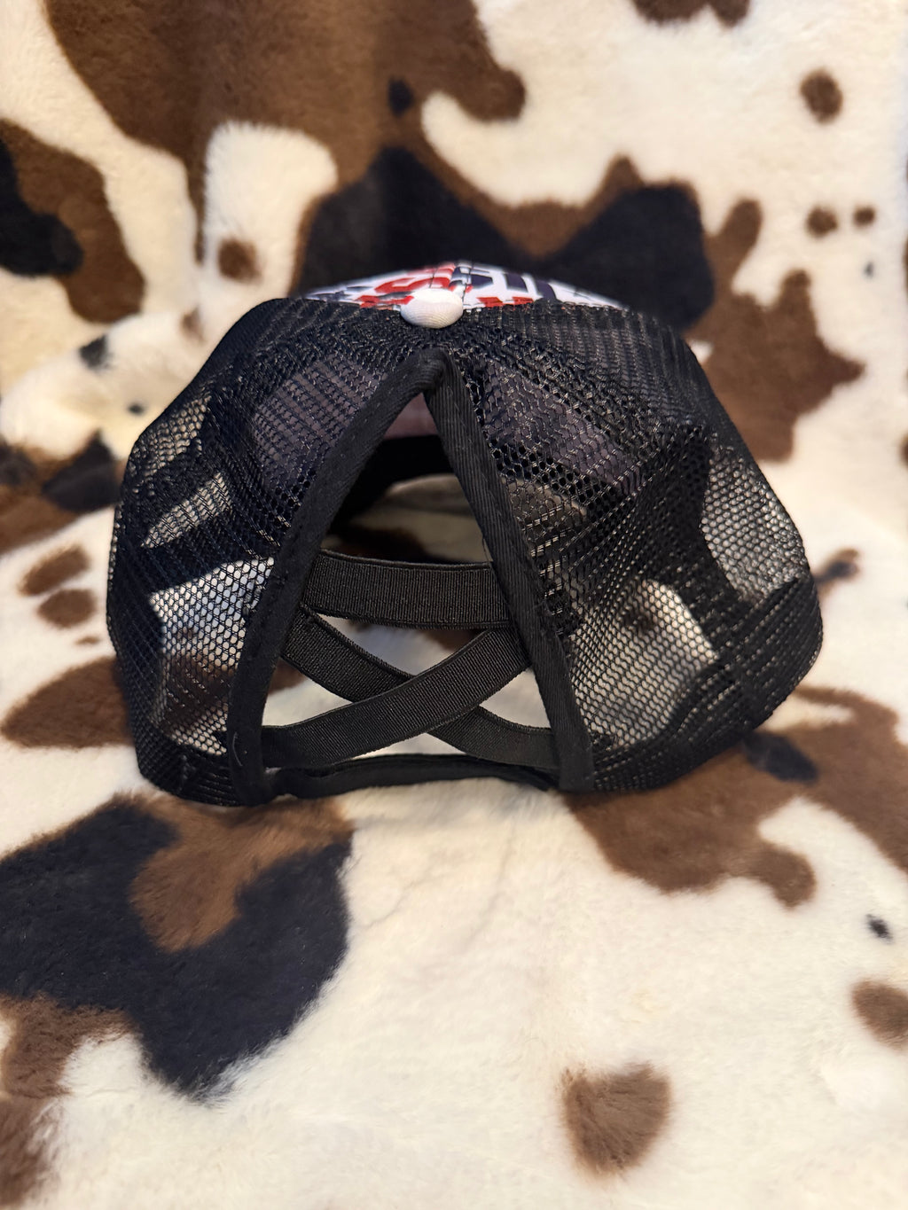USA flag messy bun baseball cap