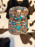 Skull sunflower turquoise baseball cap