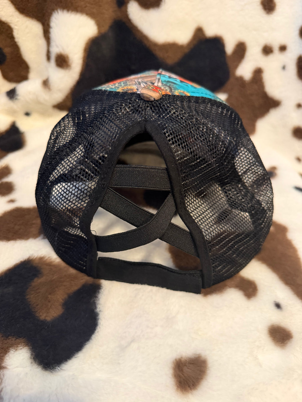 Skull sunflower turquoise baseball cap