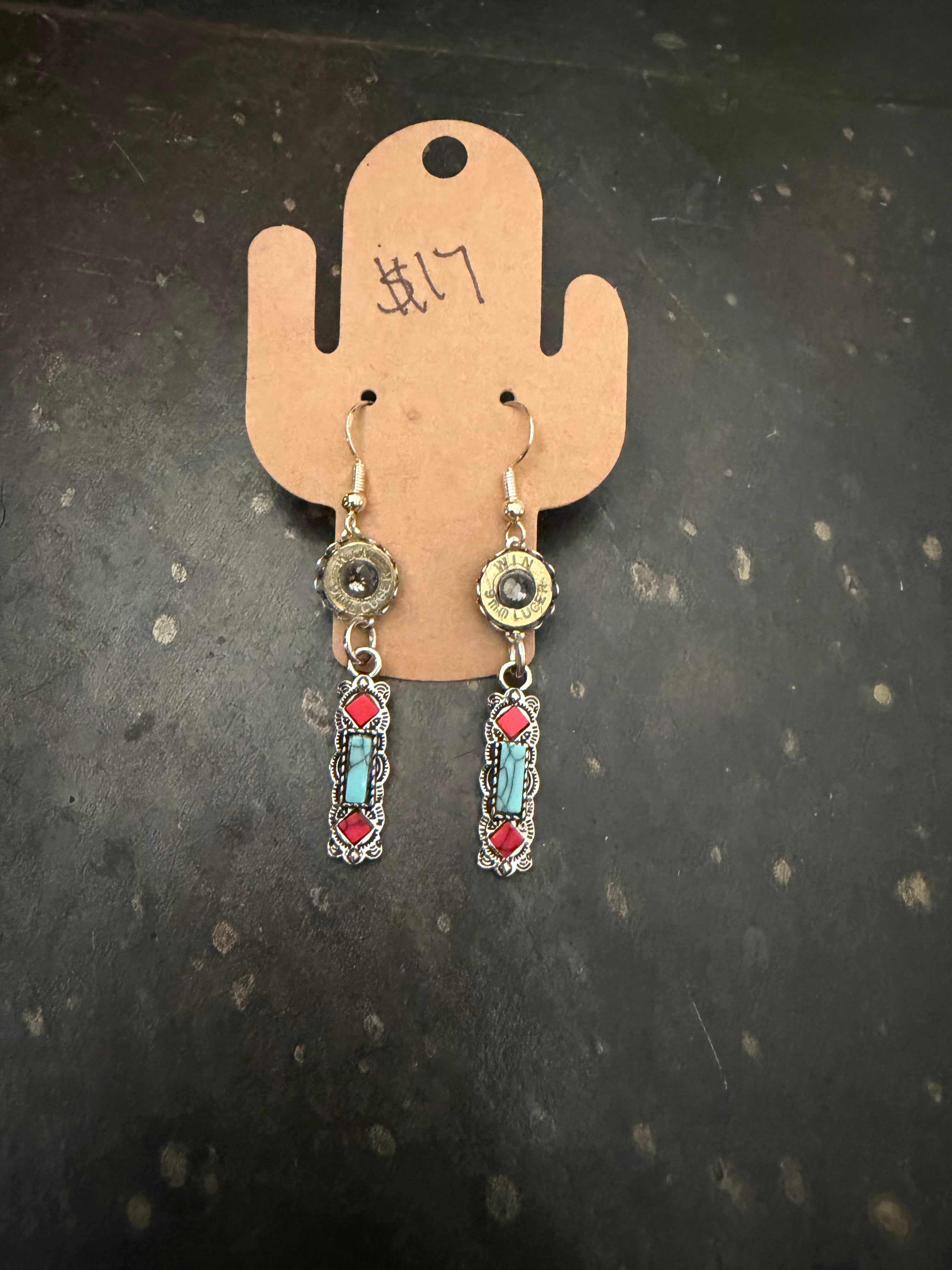 Pho turquoise and corral earrings