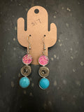 Pink and turquoise earrings