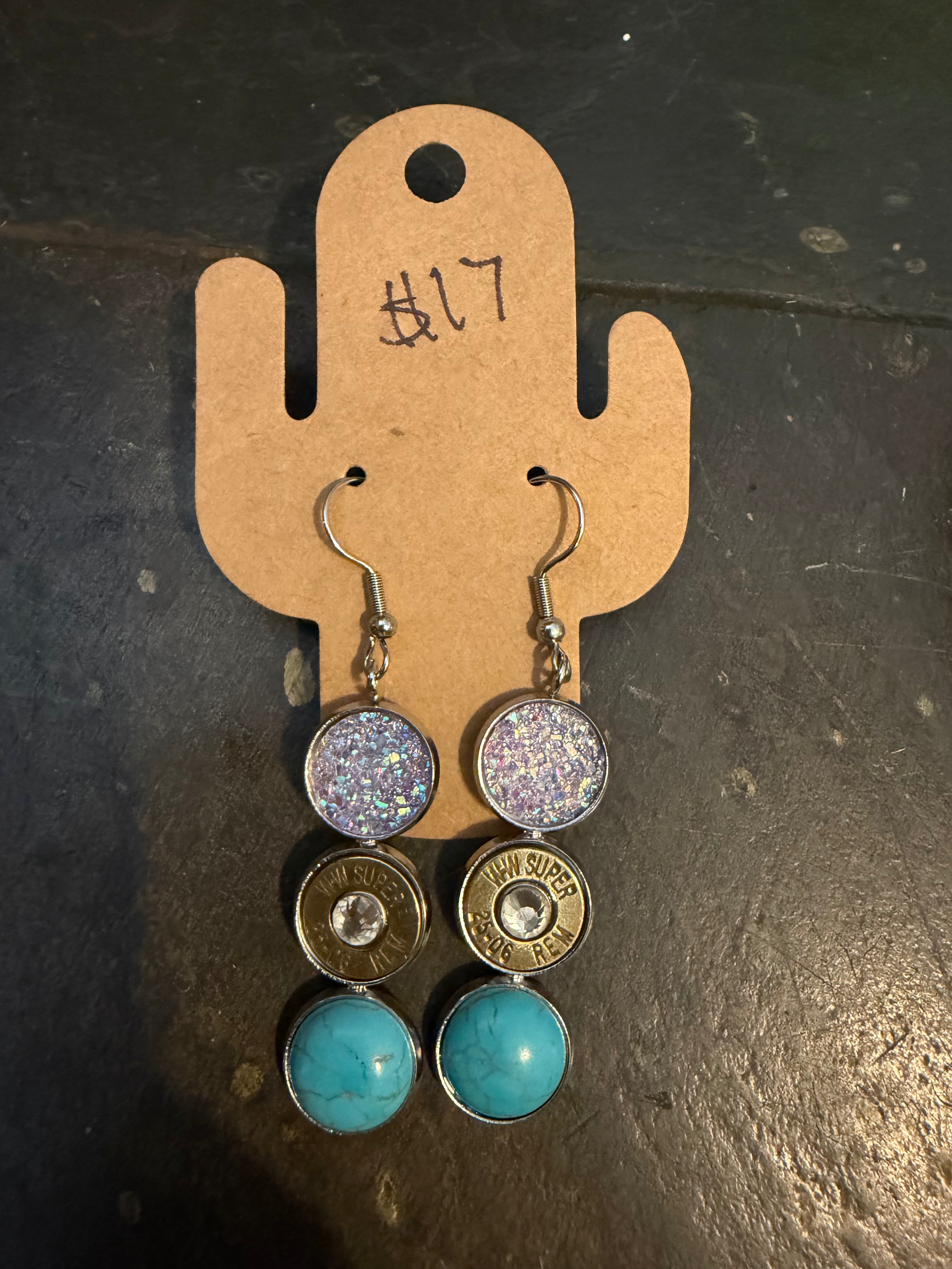 Three drop earrings with pho turquoise