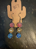Red white and blue three drop bullet earrings