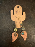Wooden leaf boho style earrings