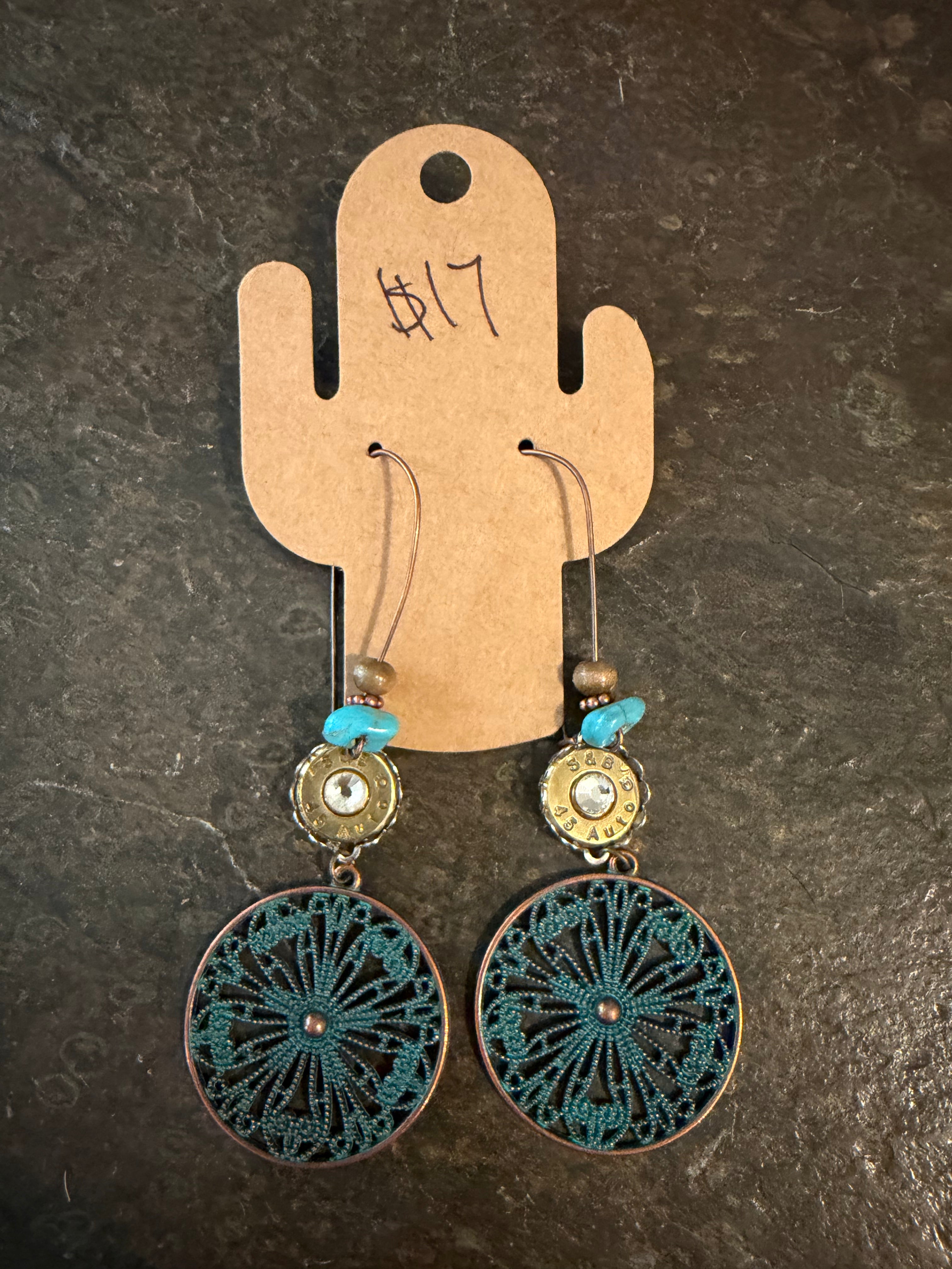Patina boho style earrings