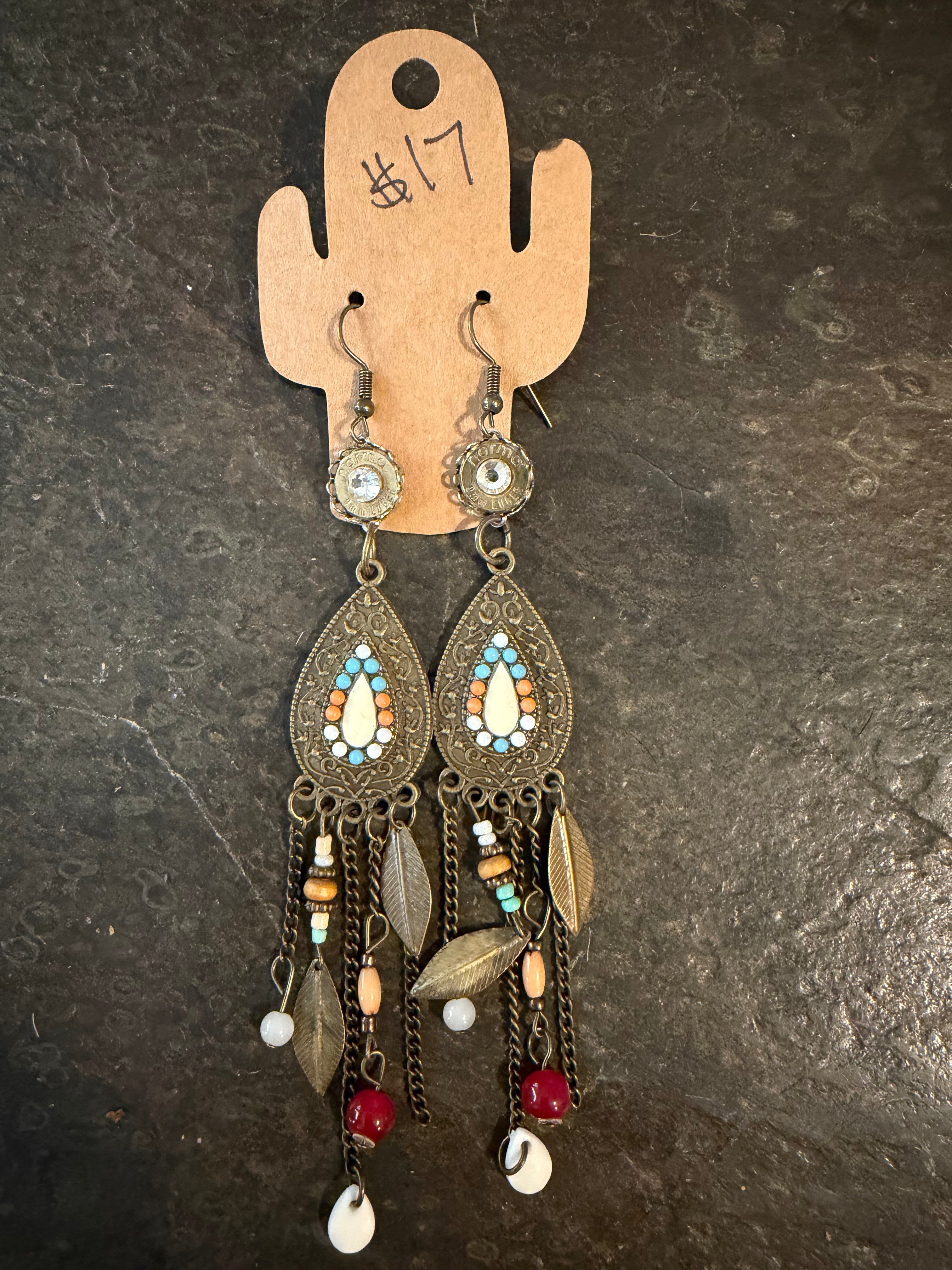 Multi color tear drop boho style earrings