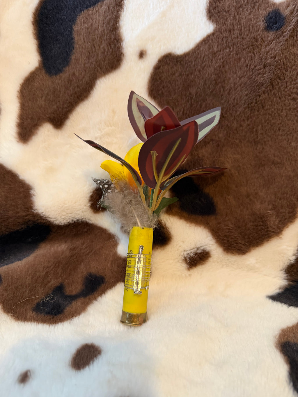 Shotgun Shell Boutonnière - Yellow Casing w/ Yellow Flower
