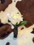 Shotgun Shell Boutonnière - Black Casing w/ White Flower