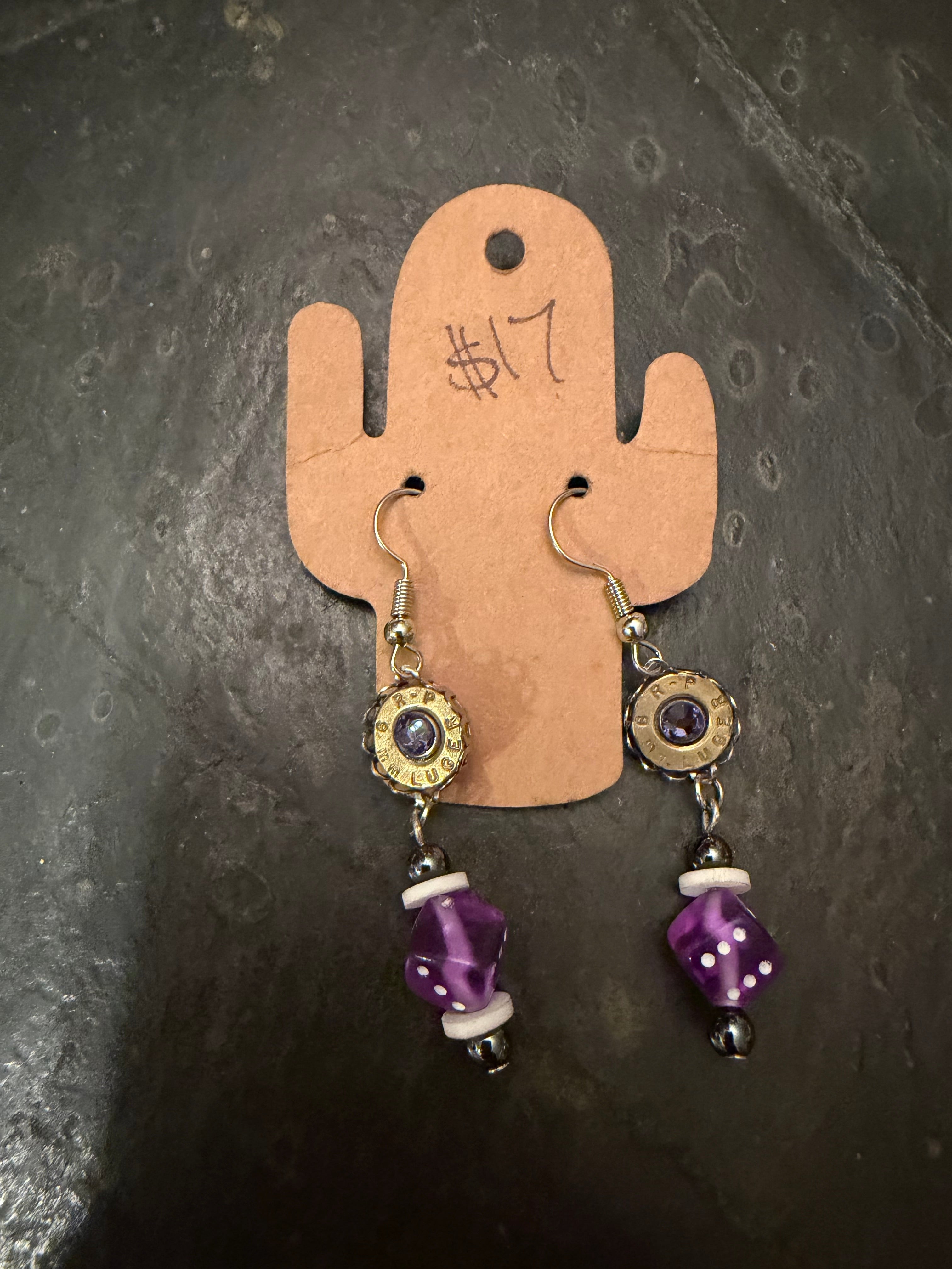 Purple Dice Earrings