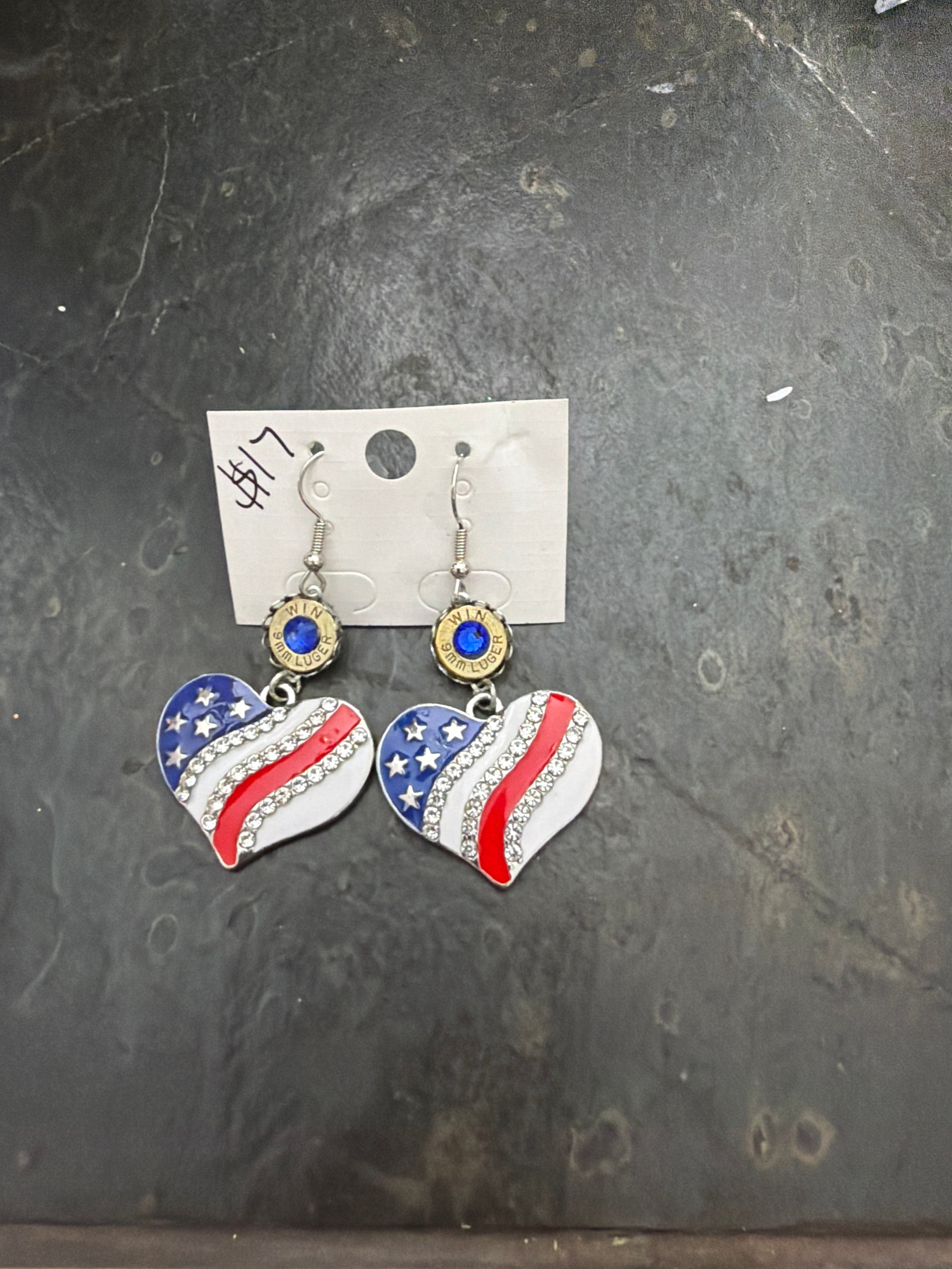 Red White and Blue Heart Earrings