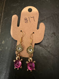 Pink turtle earrings