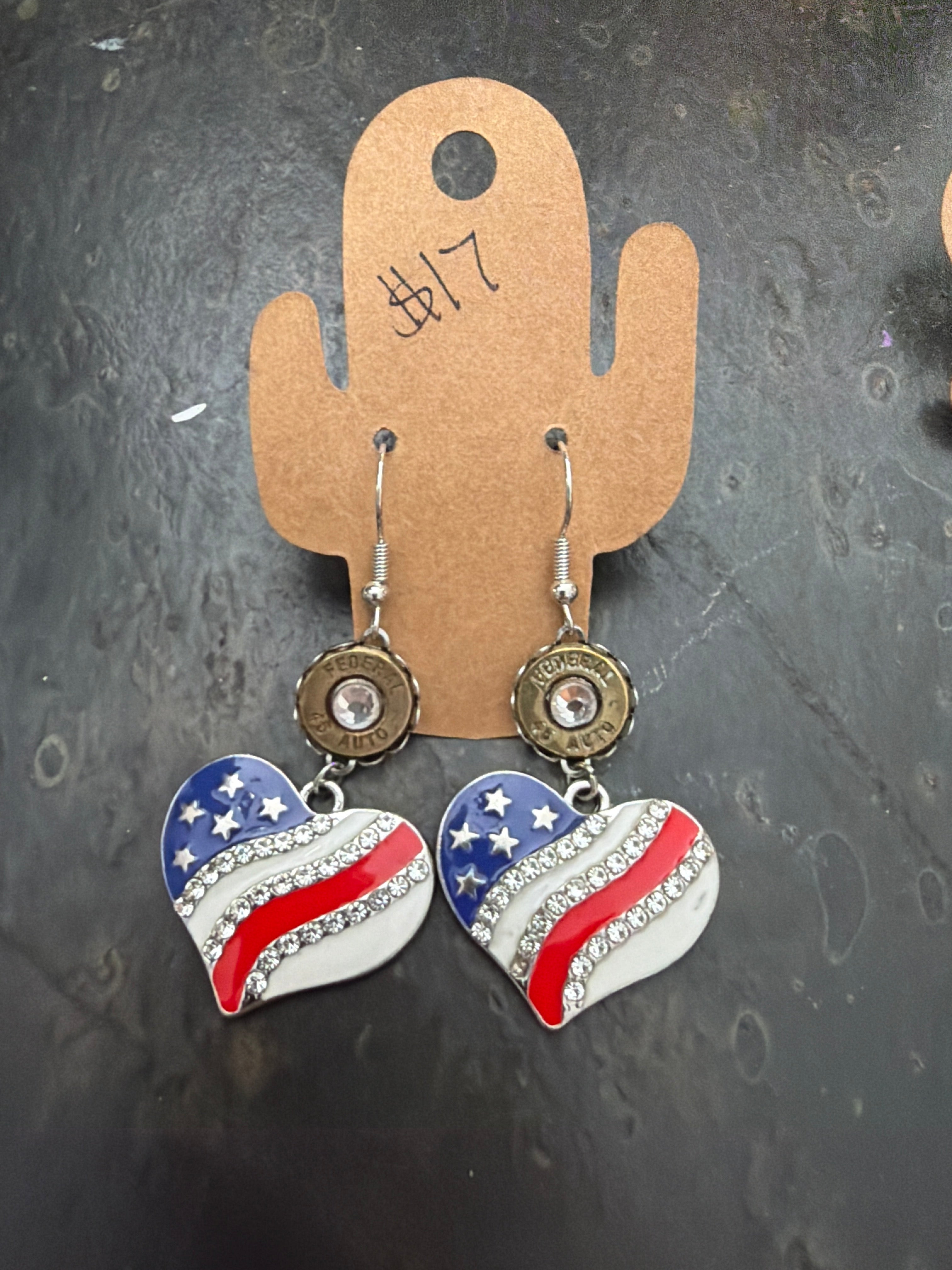 Red White and Blue Heart Earrings